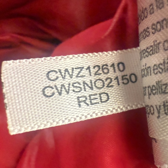 Calvin Klein Down Puffer Jacket Womens Size S Red Full Zip Packable LTWT FLAW - Picture 10 of 16